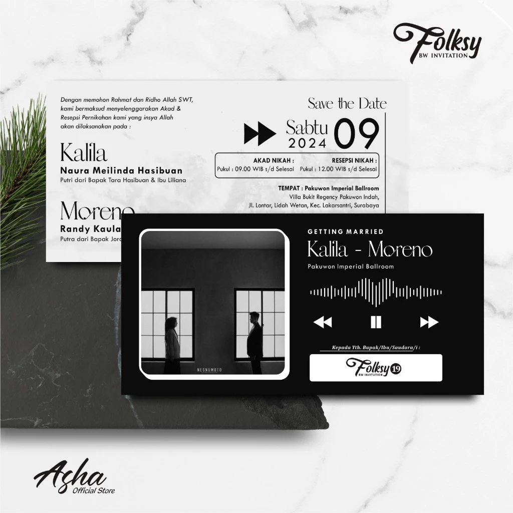 SIMPLE AND ELEGANT WEDDING INVITATION - FOLKSY BW INVITATIONS - Gambar 17