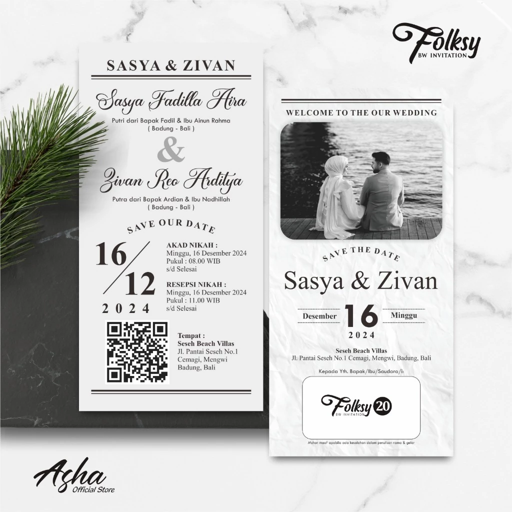 SIMPLE AND ELEGANT WEDDING INVITATION - FOLKSY BW INVITATIONS - Gambar 18