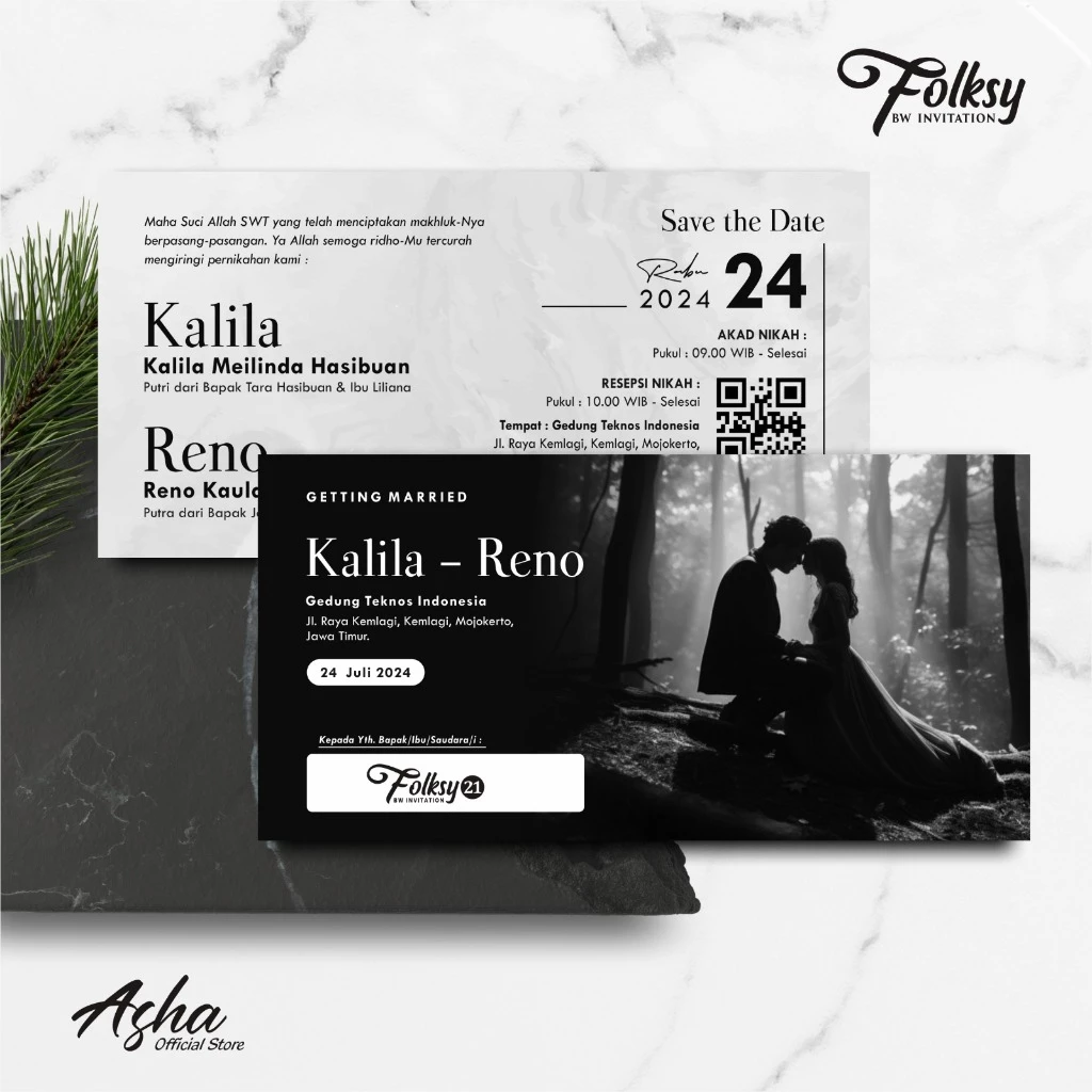 SIMPLE AND ELEGANT WEDDING INVITATION - FOLKSY BW INVITATIONS - Gambar 19
