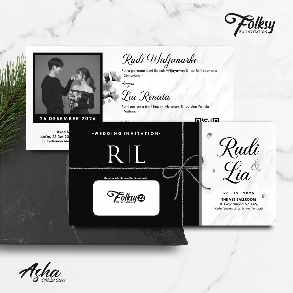 SIMPLE AND ELEGANT WEDDING INVITATION - FOLKSY BW INVITATIONS - Gambar 20