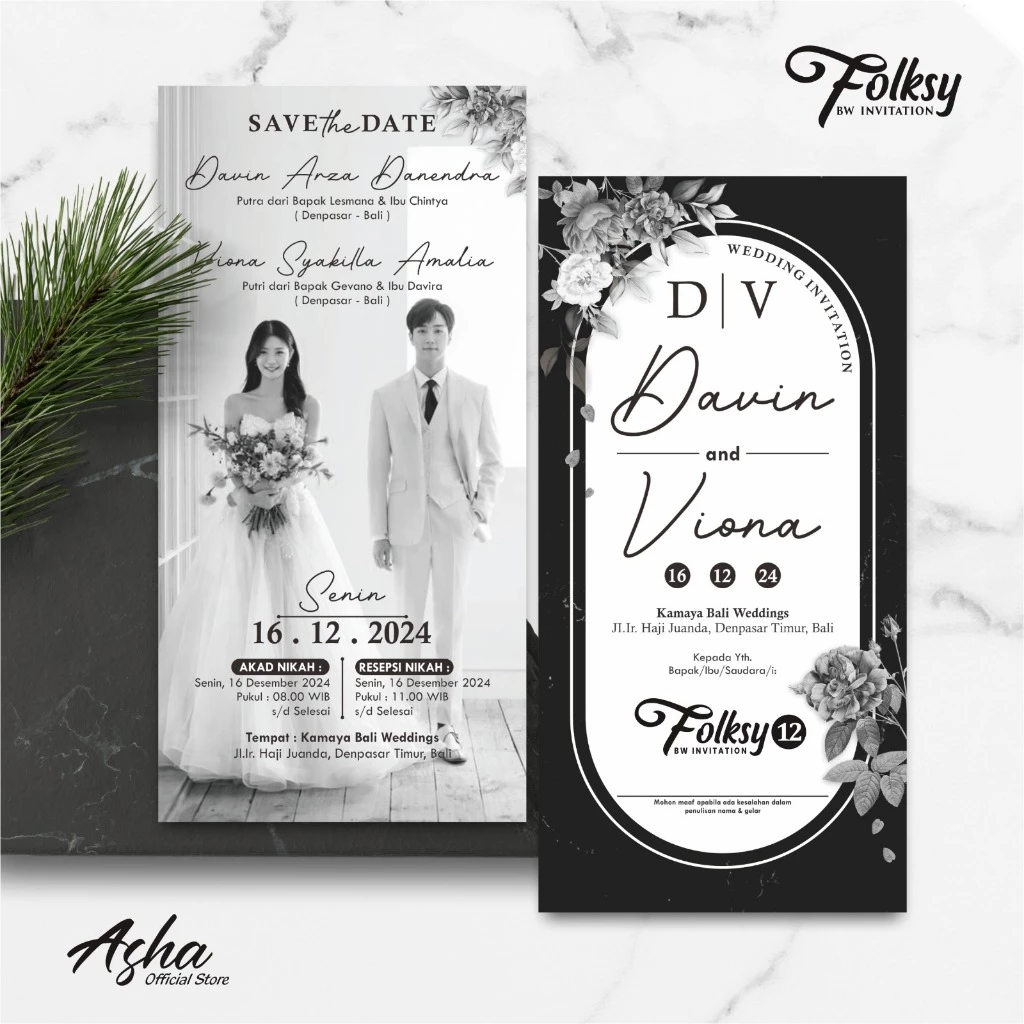 SIMPLE AND ELEGANT WEDDING INVITATION - FOLKSY BW INVITATIONS - Gambar 21