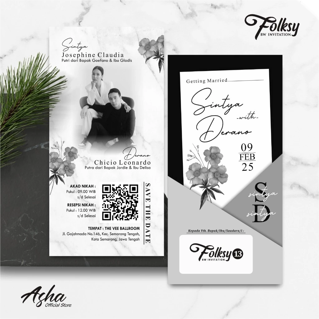 SIMPLE AND ELEGANT WEDDING INVITATION - FOLKSY BW INVITATIONS - Gambar 22