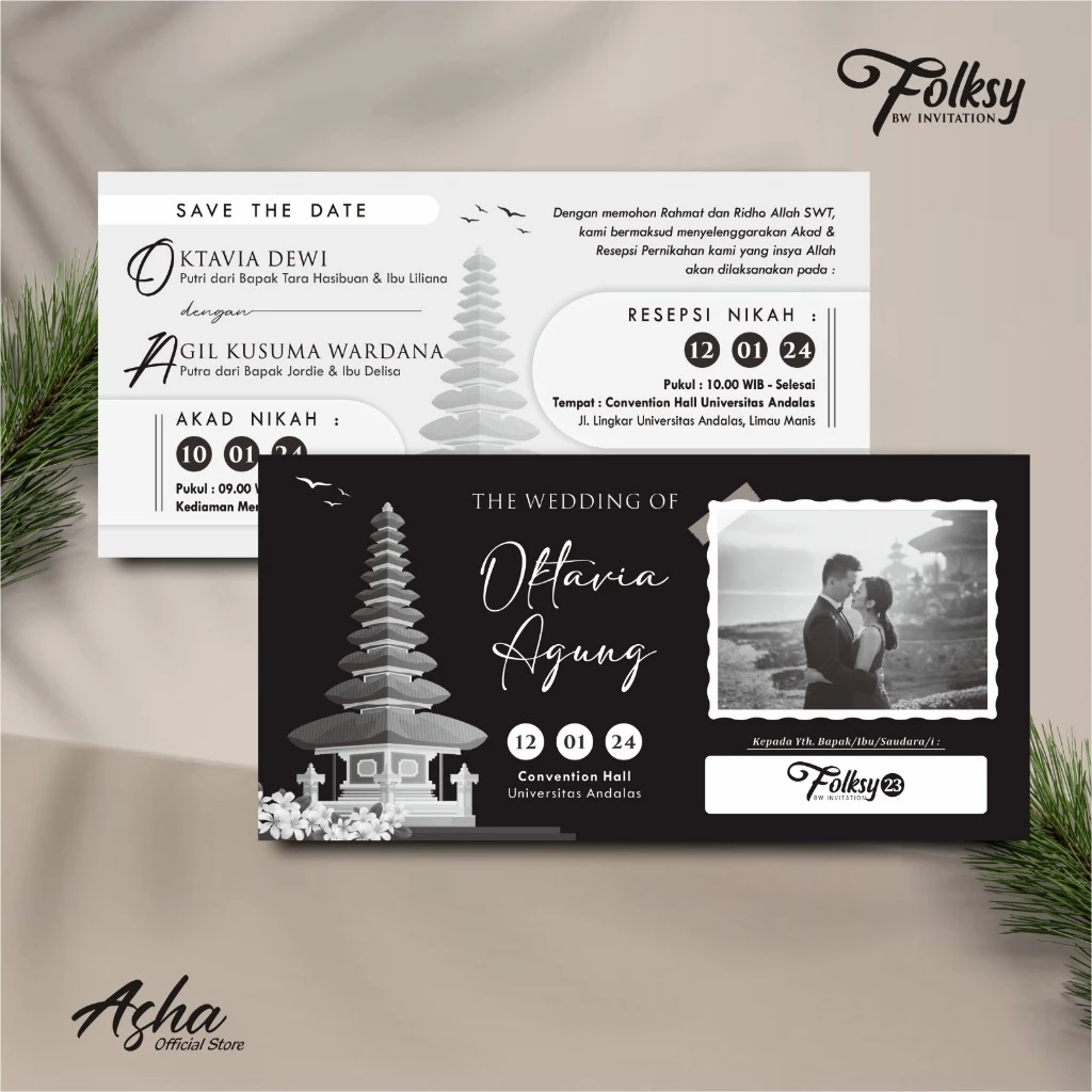 SIMPLE AND ELEGANT WEDDING INVITATION - FOLKSY BW INVITATIONS
