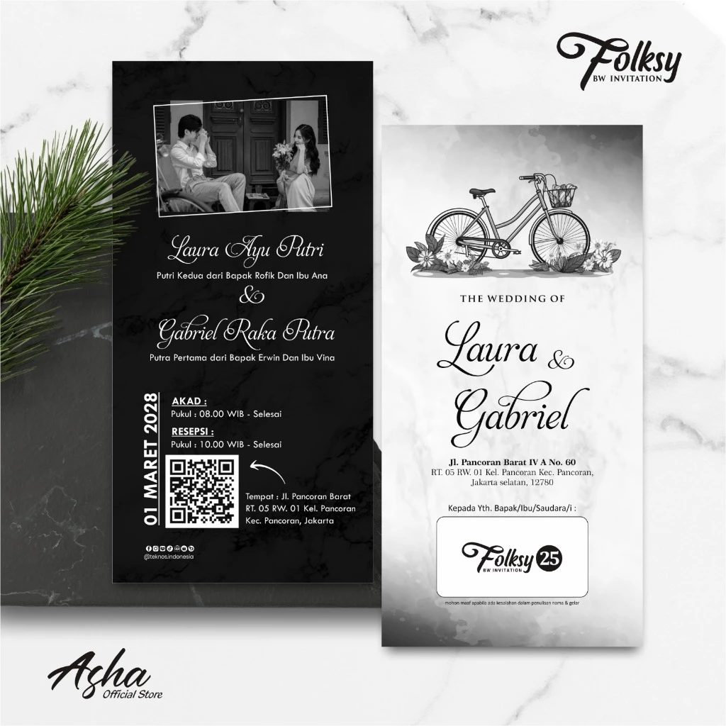SIMPLE AND ELEGANT WEDDING INVITATION - FOLKSY BW INVITATIONS - Gambar 26
