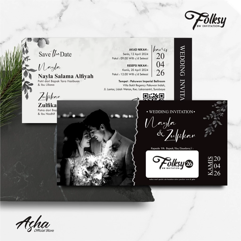 SIMPLE AND ELEGANT WEDDING INVITATION - FOLKSY BW INVITATIONS - Gambar 27