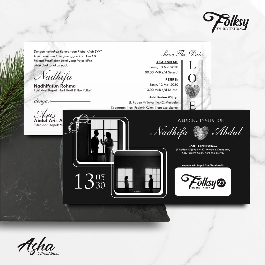 SIMPLE AND ELEGANT WEDDING INVITATION - FOLKSY BW INVITATIONS - Gambar 28