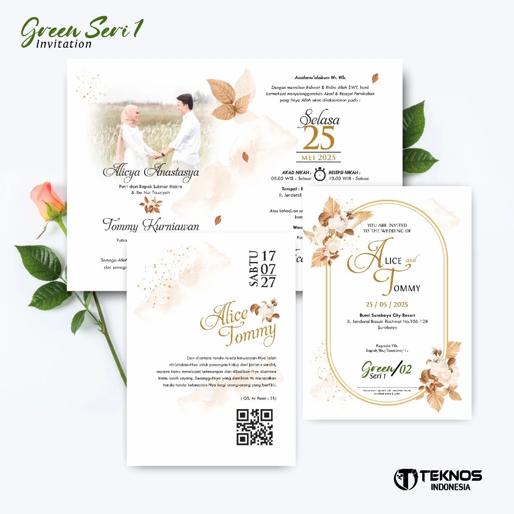 UNDANGAN PERNIKAHAN MURAH - UNDANGAN NIKAH BORDERLESS - UNDANGAN FULLCOLOR GREEN - Gambar 3