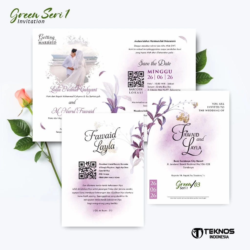 UNDANGAN PERNIKAHAN MURAH - UNDANGAN NIKAH BORDERLESS - UNDANGAN FULLCOLOR GREEN - Gambar 4