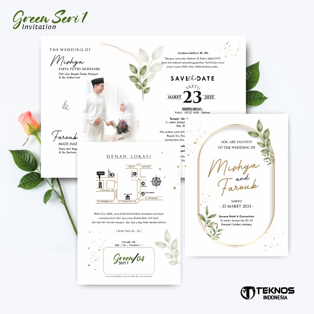 UNDANGAN PERNIKAHAN MURAH - UNDANGAN NIKAH BORDERLESS - UNDANGAN FULLCOLOR GREEN - Gambar 5