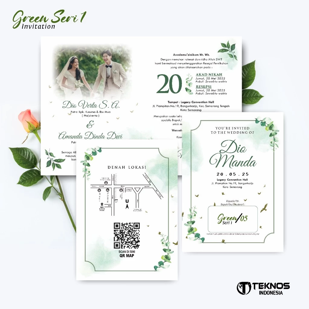 UNDANGAN PERNIKAHAN MURAH - UNDANGAN NIKAH BORDERLESS - UNDANGAN FULLCOLOR GREEN - Gambar 6