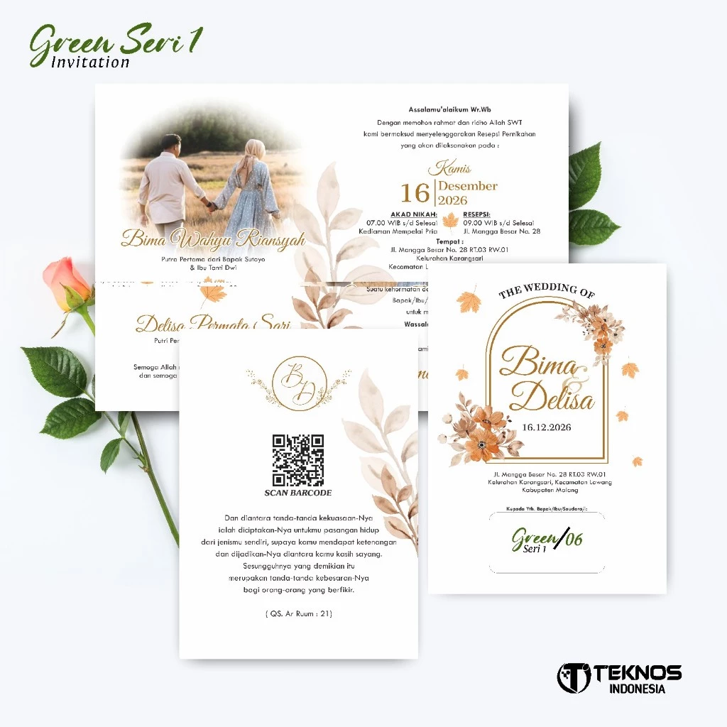 UNDANGAN PERNIKAHAN MURAH - UNDANGAN NIKAH BORDERLESS - UNDANGAN FULLCOLOR GREEN - Gambar 7