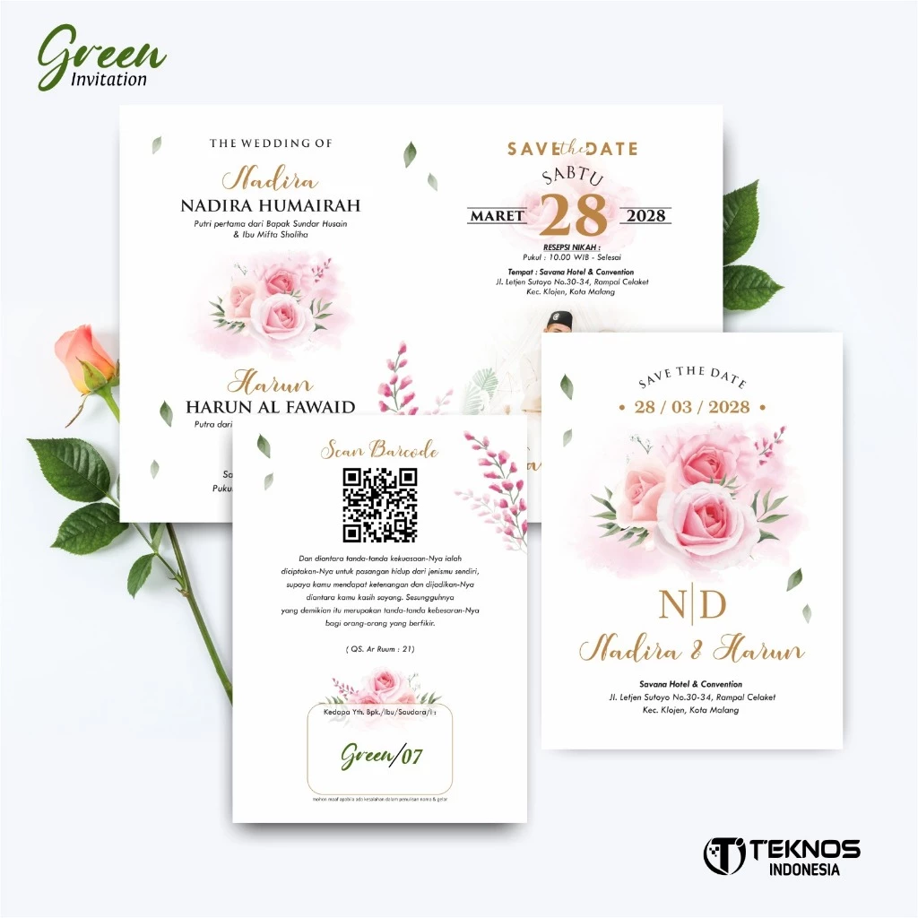 UNDANGAN PERNIKAHAN MURAH - UNDANGAN NIKAH BORDERLESS - UNDANGAN FULLCOLOR GREEN - Gambar 8