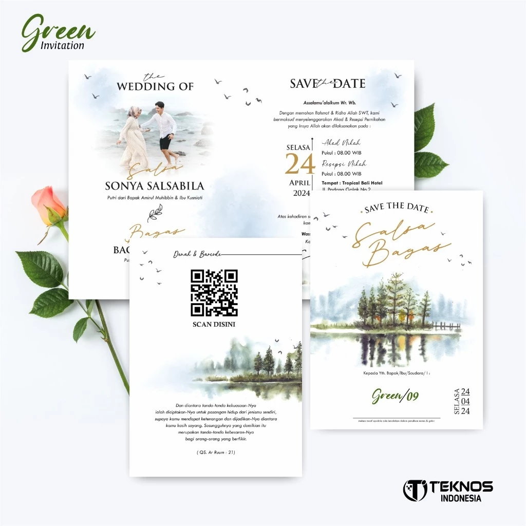 UNDANGAN PERNIKAHAN MURAH - UNDANGAN NIKAH BORDERLESS - UNDANGAN FULLCOLOR GREEN - Gambar 10