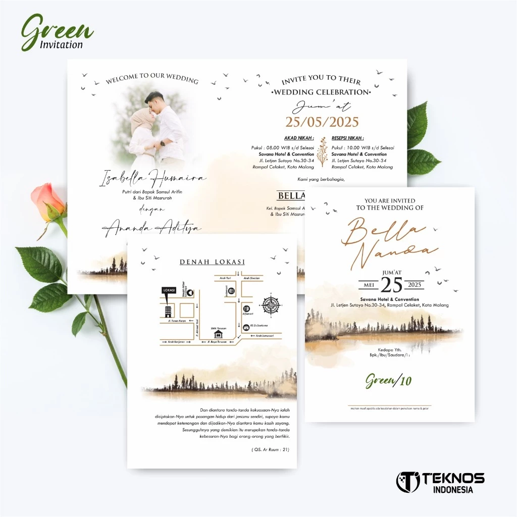 UNDANGAN PERNIKAHAN MURAH - UNDANGAN NIKAH BORDERLESS - UNDANGAN FULLCOLOR GREEN - Gambar 11