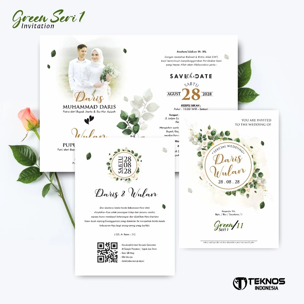 UNDANGAN PERNIKAHAN MURAH - UNDANGAN NIKAH BORDERLESS - UNDANGAN FULLCOLOR GREEN - Gambar 12