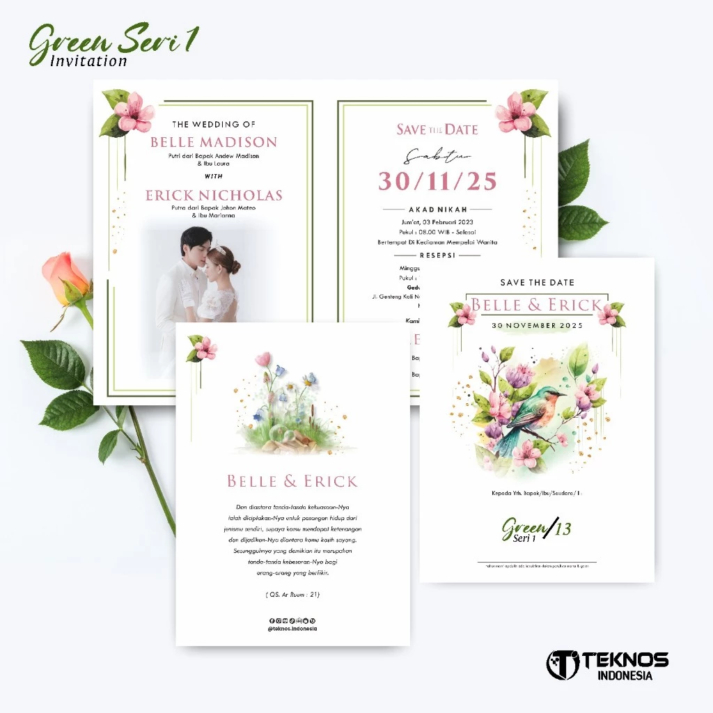 UNDANGAN PERNIKAHAN MURAH - UNDANGAN NIKAH BORDERLESS - UNDANGAN FULLCOLOR GREEN - Gambar 14