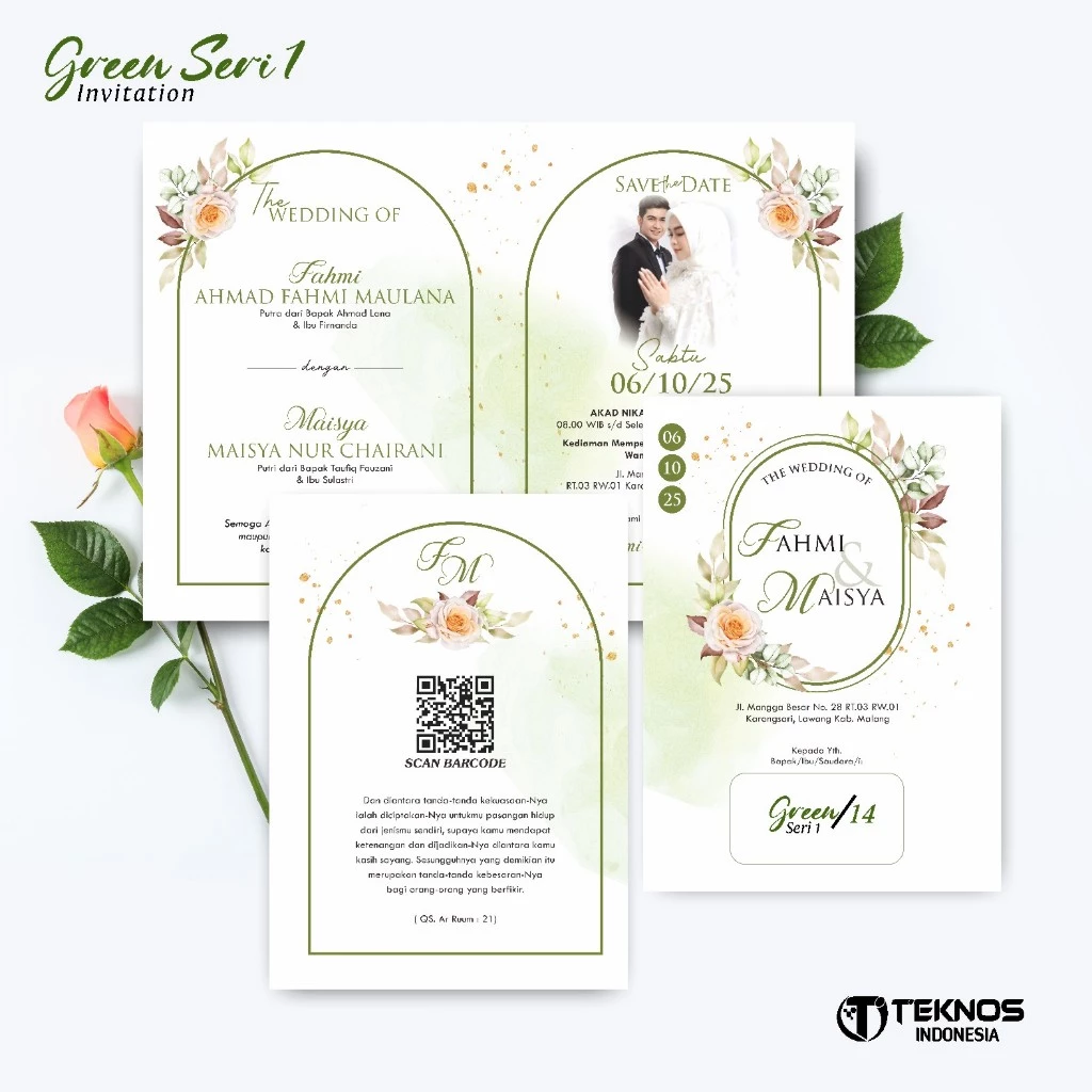 UNDANGAN PERNIKAHAN MURAH - UNDANGAN NIKAH BORDERLESS - UNDANGAN FULLCOLOR GREEN - Gambar 15