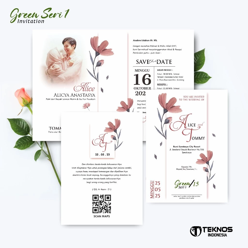 UNDANGAN PERNIKAHAN MURAH - UNDANGAN NIKAH BORDERLESS - UNDANGAN FULLCOLOR GREEN - Gambar 16