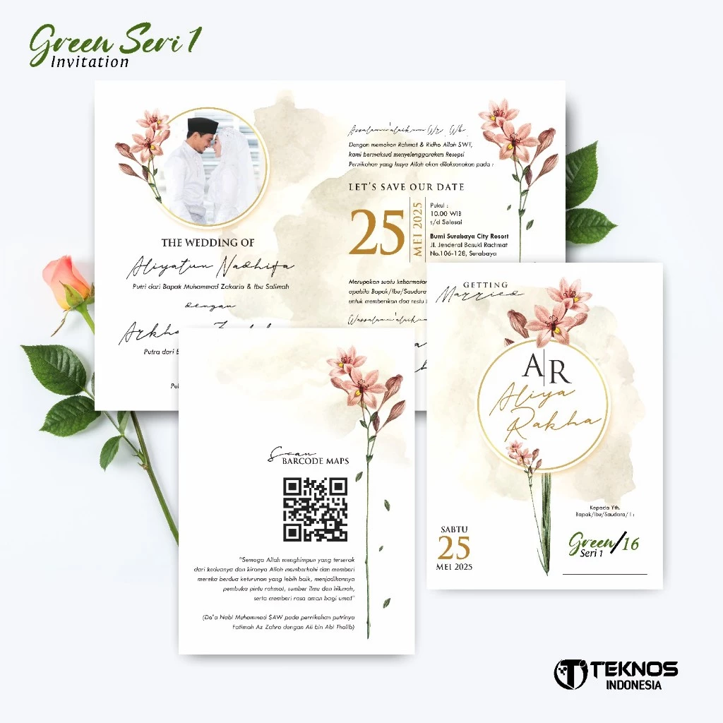 UNDANGAN PERNIKAHAN MURAH - UNDANGAN NIKAH BORDERLESS - UNDANGAN FULLCOLOR GREEN - Gambar 17
