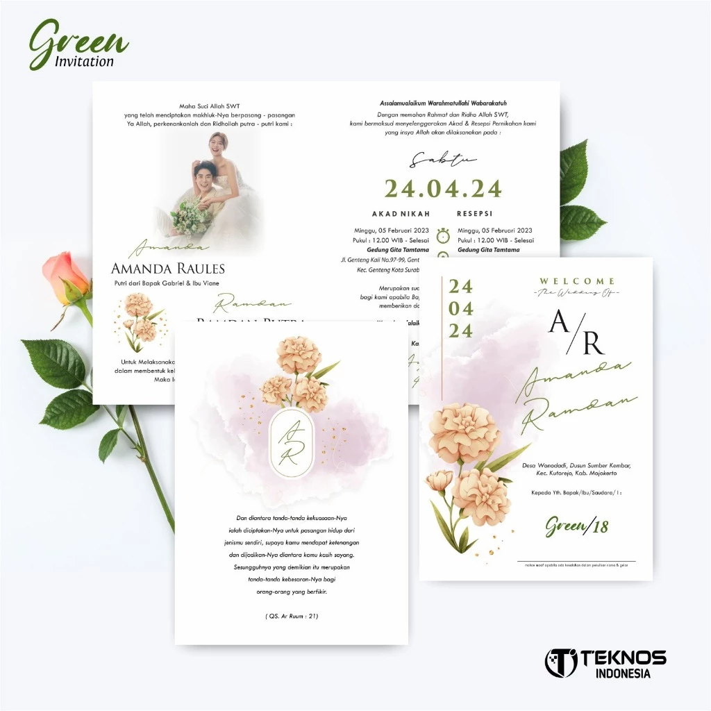 UNDANGAN PERNIKAHAN MURAH - UNDANGAN NIKAH BORDERLESS - UNDANGAN FULLCOLOR GREEN - Gambar 19