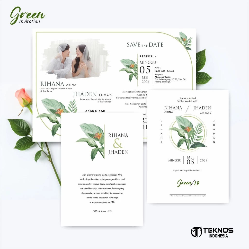 UNDANGAN PERNIKAHAN MURAH - UNDANGAN NIKAH BORDERLESS - UNDANGAN FULLCOLOR GREEN - Gambar 20
