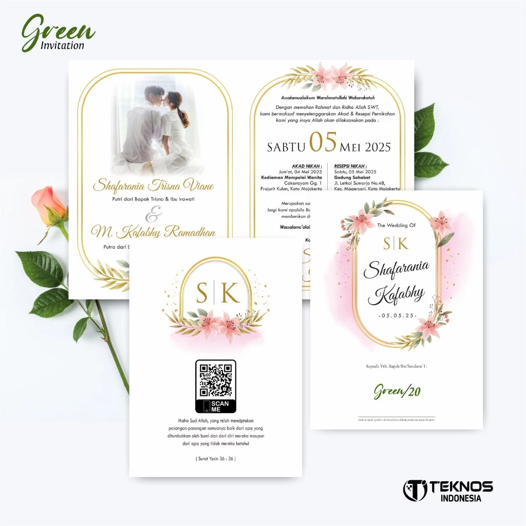 UNDANGAN PERNIKAHAN MURAH - UNDANGAN NIKAH BORDERLESS - UNDANGAN FULLCOLOR GREEN - Gambar 21