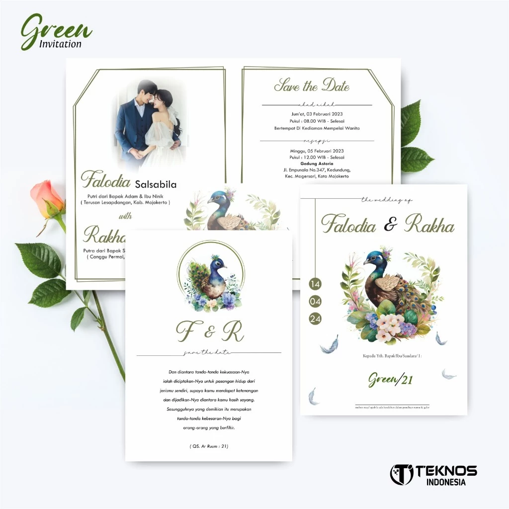 UNDANGAN PERNIKAHAN MURAH - UNDANGAN NIKAH BORDERLESS - UNDANGAN FULLCOLOR GREEN - Gambar 22