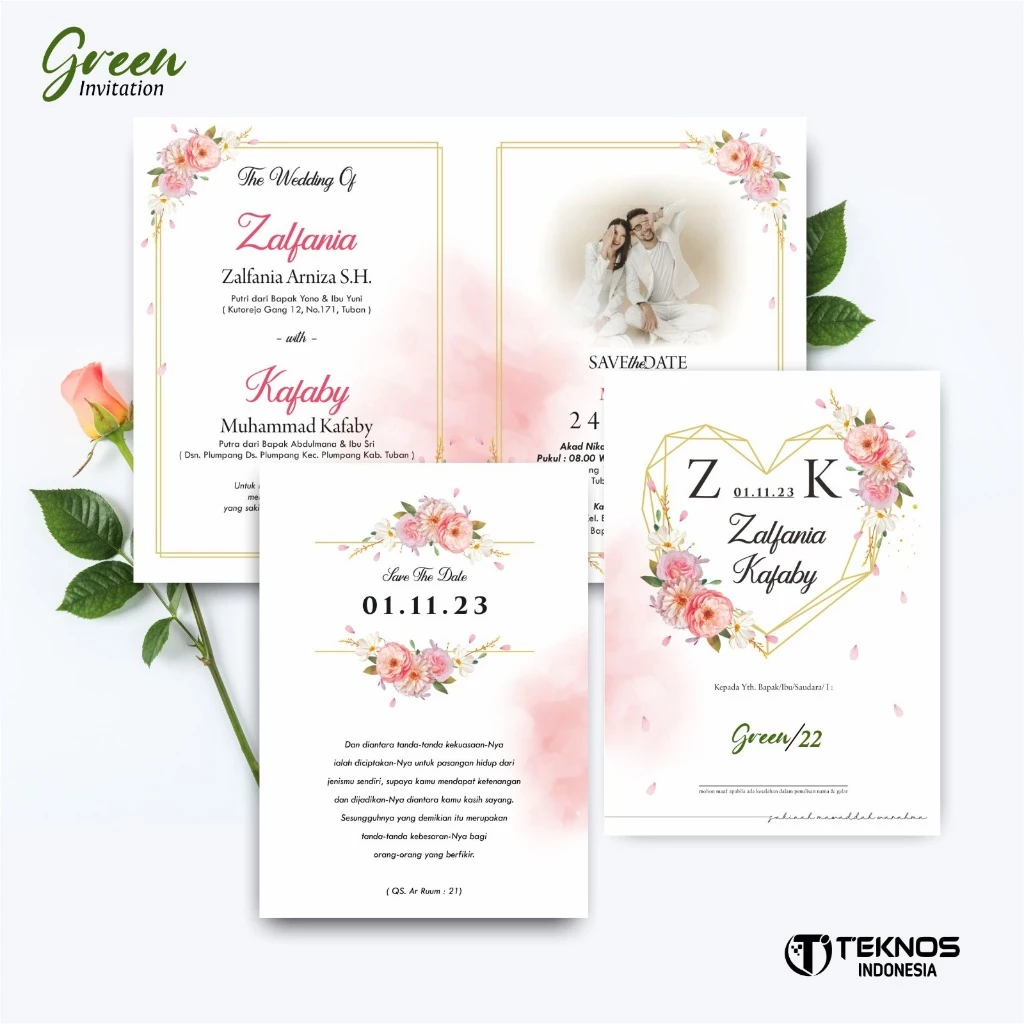 UNDANGAN PERNIKAHAN MURAH - UNDANGAN NIKAH BORDERLESS - UNDANGAN FULLCOLOR GREEN - Gambar 23