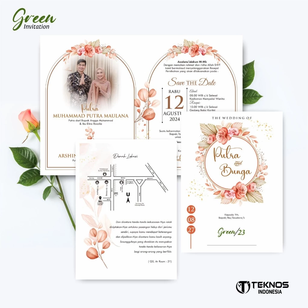 UNDANGAN PERNIKAHAN MURAH - UNDANGAN NIKAH BORDERLESS - UNDANGAN FULLCOLOR GREEN - Gambar 24