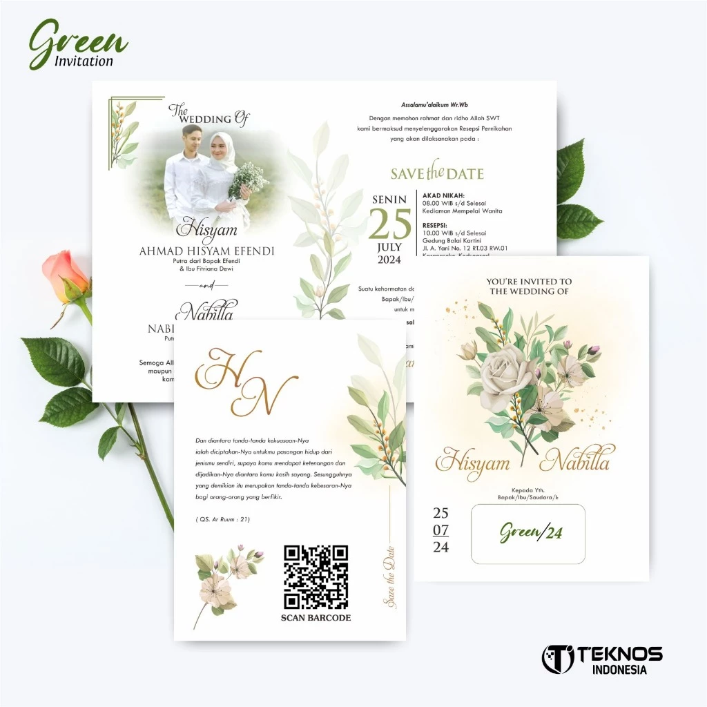 UNDANGAN PERNIKAHAN MURAH - UNDANGAN NIKAH BORDERLESS - UNDANGAN FULLCOLOR GREEN - Gambar 25