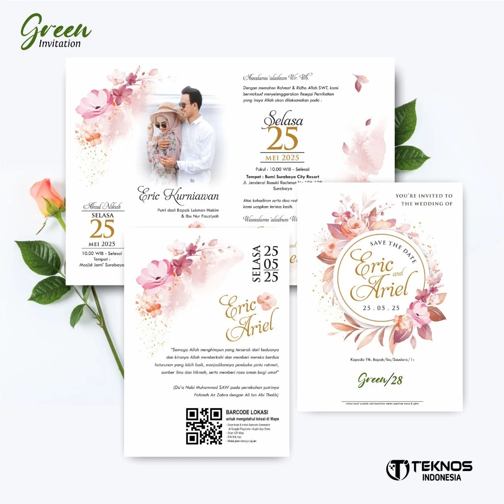 UNDANGAN PERNIKAHAN MURAH - UNDANGAN NIKAH BORDERLESS - UNDANGAN FULLCOLOR GREEN - Gambar 29