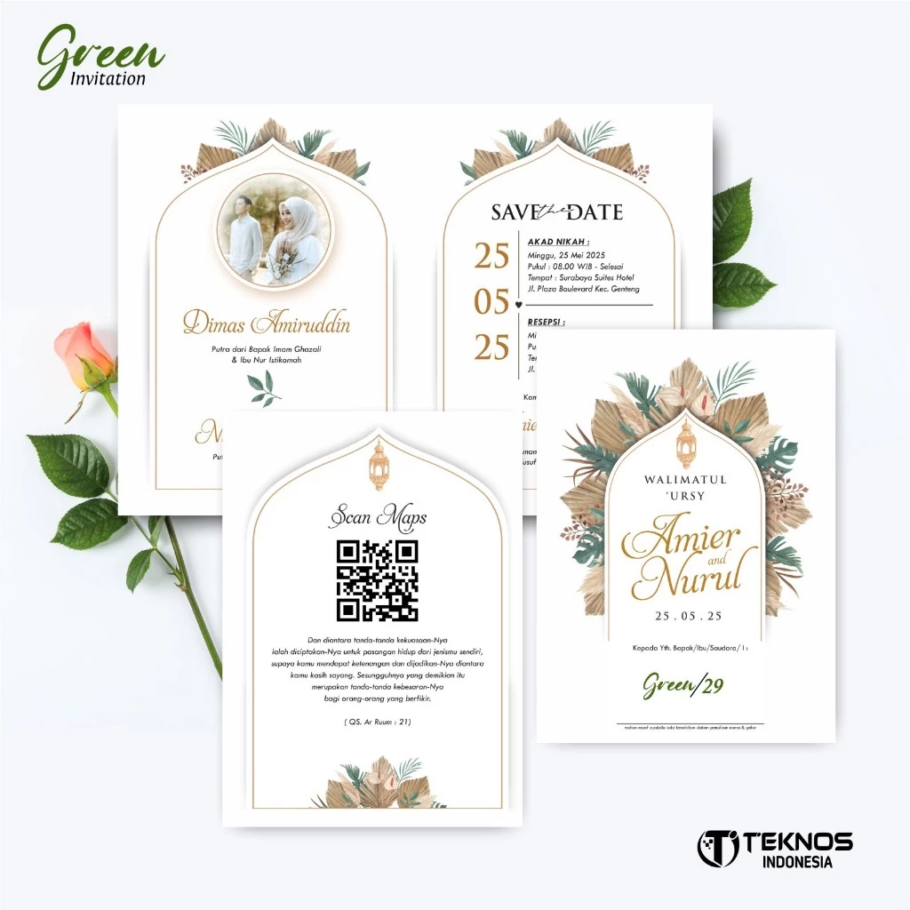 UNDANGAN PERNIKAHAN MURAH - UNDANGAN NIKAH BORDERLESS - UNDANGAN FULLCOLOR GREEN - Gambar 30