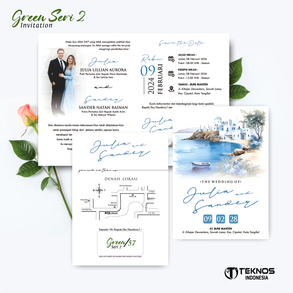 UNDANGAN PERNIKAHAN MURAH - UNDANGAN NIKAH BORDERLESS - UNDANGAN FULLCOLOR GREEN - Gambar 31