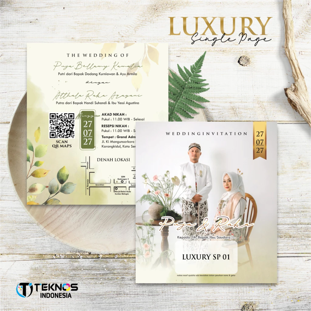 UNDANGAN NIKAH SIMPLE FOTO - WEDDING INVITATION LUXURY SINGLE PAGE - Gambar 2