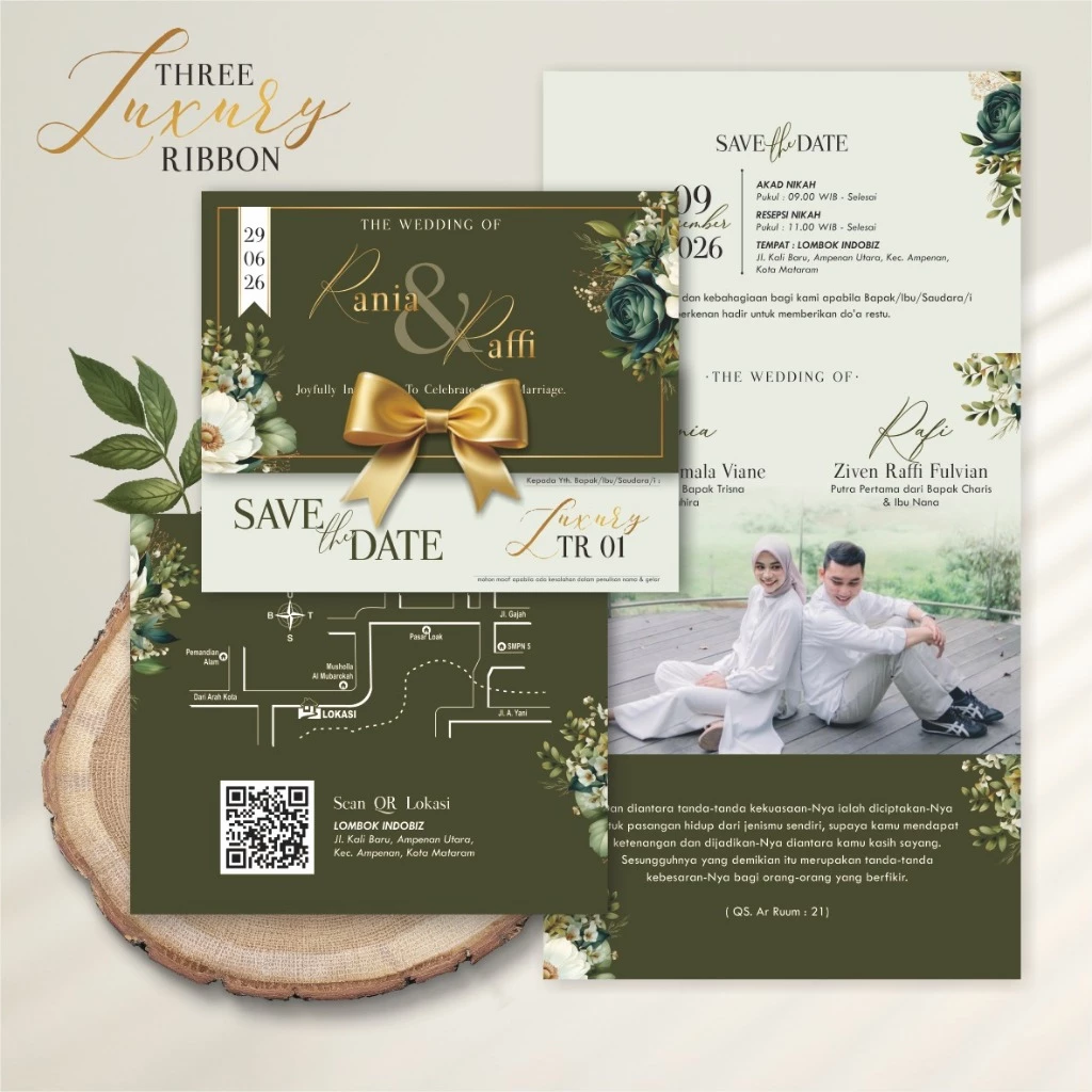 UNDANGAN PERNIKAHAN FOTO CUSTOM MEWAH - WEDDING INVITATION ELEGANT FULL COLOUR LUXURY TR - Gambar 2