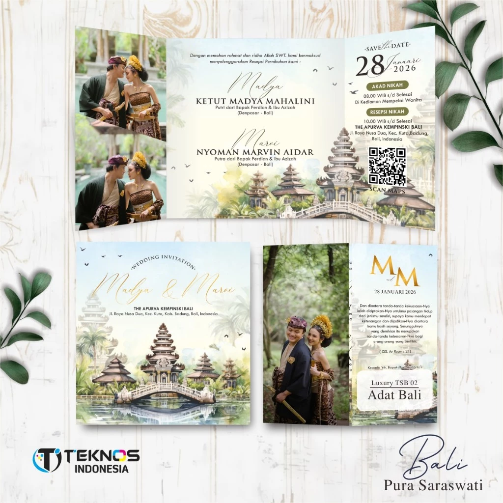 UNDANGAN PERNIKAHAN GLOSSY FULL COLOUR ELEGANT ETNIK - UNDANGAN PERNIKAHAN CUSTOM LUXURY TSB - Gambar 3