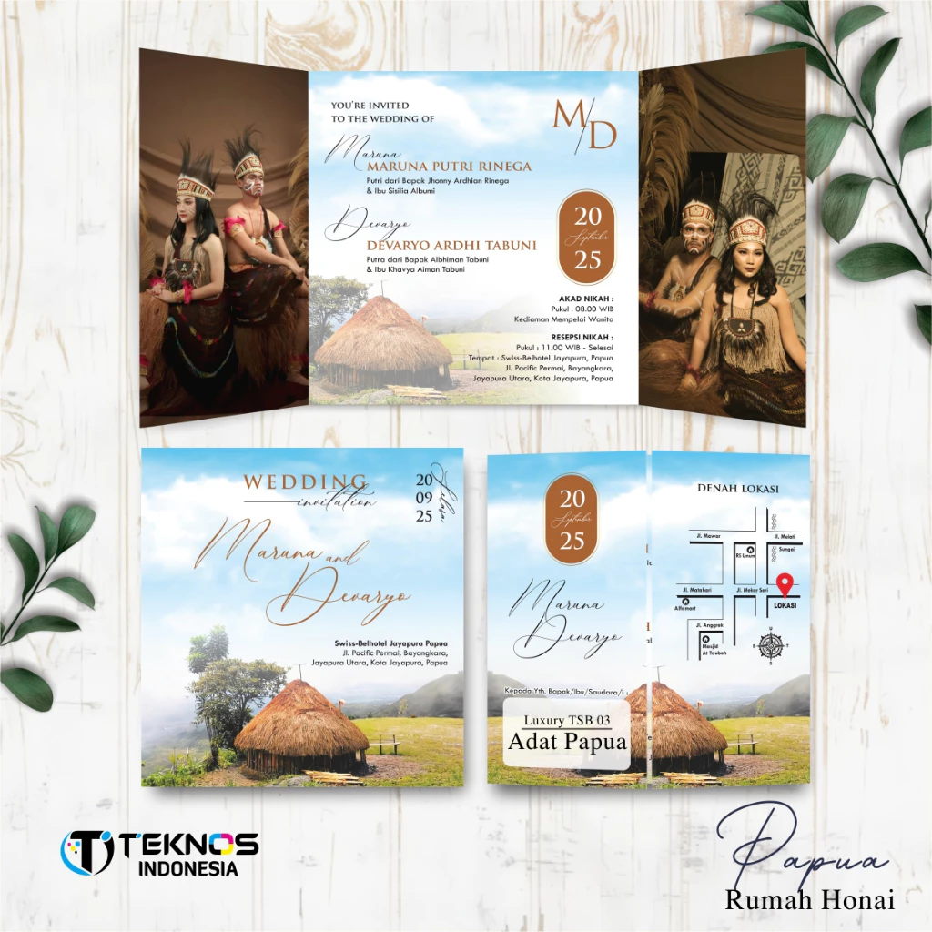 UNDANGAN PERNIKAHAN GLOSSY FULL COLOUR ELEGANT ETNIK - UNDANGAN PERNIKAHAN CUSTOM LUXURY TSB - Gambar 4