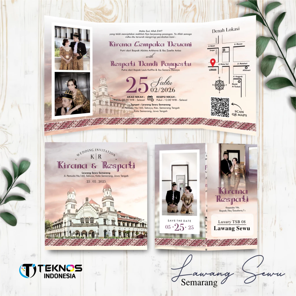 UNDANGAN PERNIKAHAN GLOSSY FULL COLOUR ELEGANT ETNIK - UNDANGAN PERNIKAHAN CUSTOM LUXURY TSB - Gambar 9