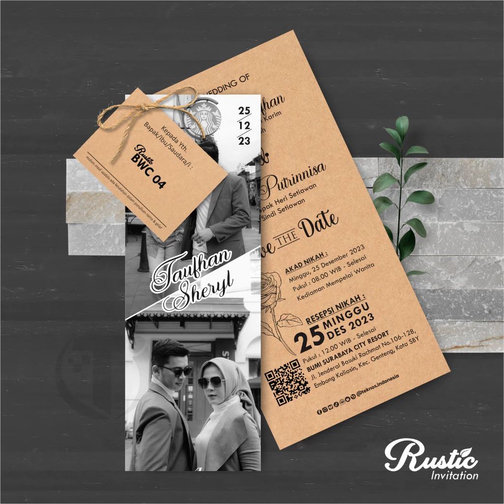 UNDANGAN PERNIKAHAN HANGTAG RUSTIC TALI BWC - Gambar 5