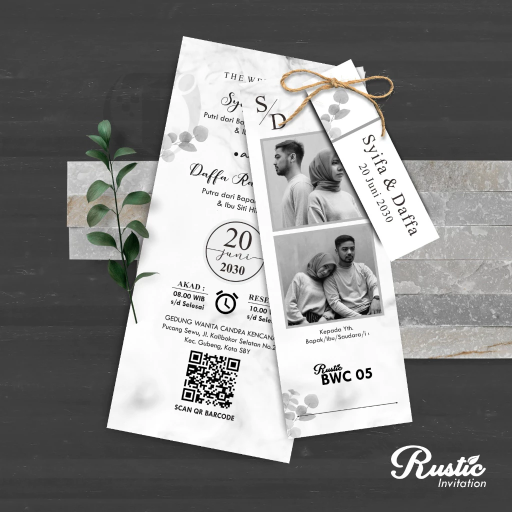UNDANGAN PERNIKAHAN HANGTAG RUSTIC TALI BWC - Gambar 6