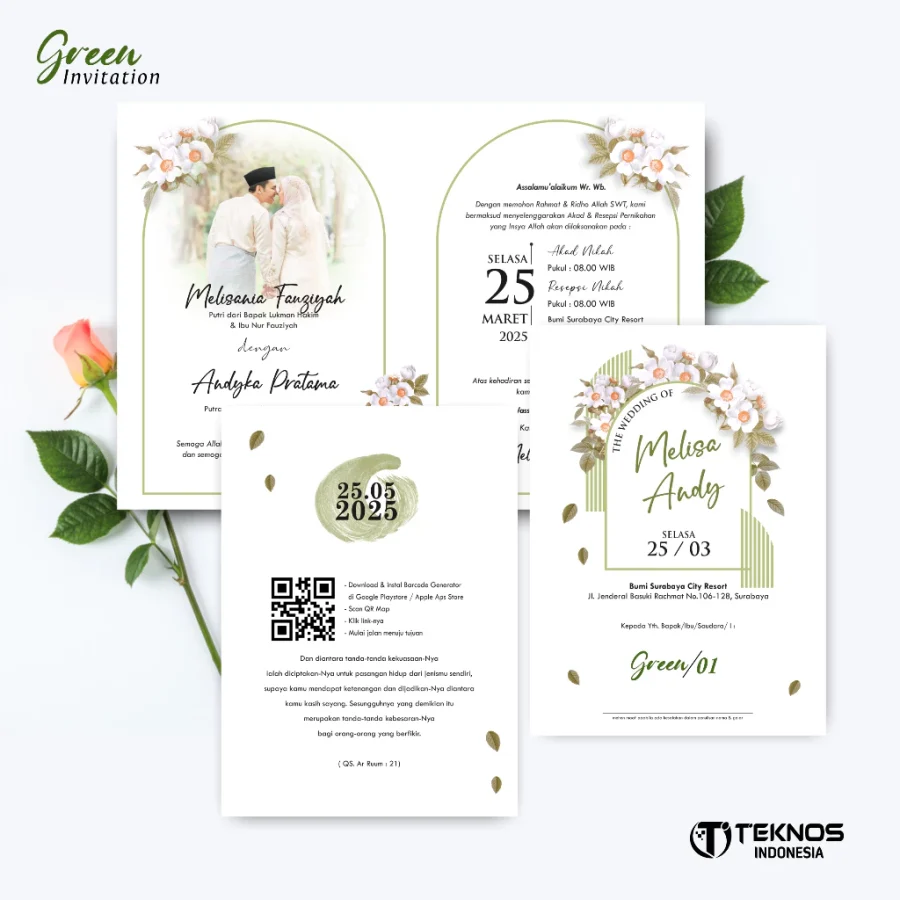 UNDANGAN PERNIKAHAN MURAH - UNDANGAN NIKAH BORDERLESS - UNDANGAN FULLCOLOR GREEN
