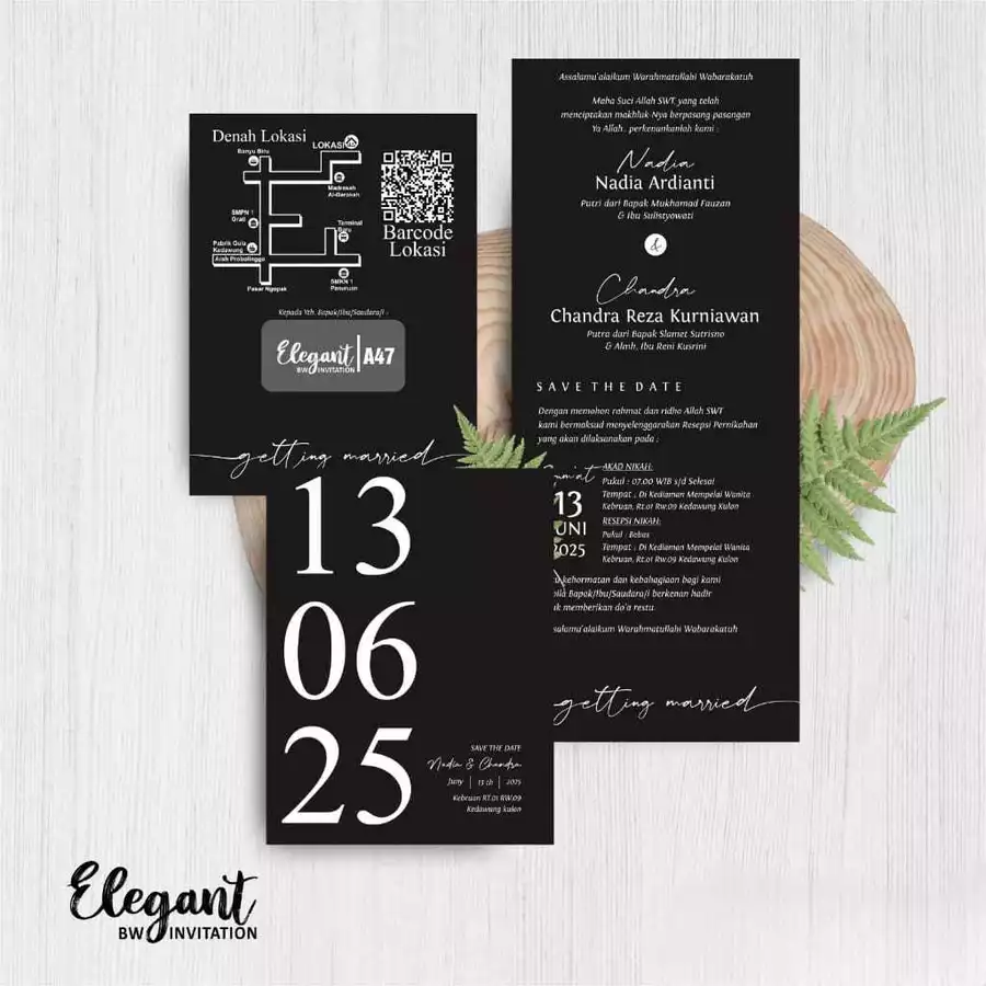 CETAK UNDANGAN PERNIKAHAN FOTO BW GLOSSY - UNDANGAN PERNIKAHAN CUSTOM ELEGAN - UNDANGAN KHITANAN