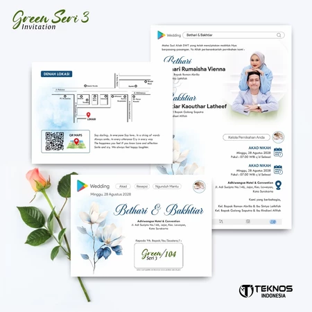 UNDANGAN PERNIKAHAN CUSTOM - UNDANGAN NIKAH GREEN SERI 3 BORDELES - UNDANGAN BAHAN BRIFCARD MURAH - Gambar 4