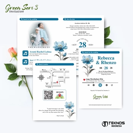 UNDANGAN PERNIKAHAN CUSTOM - UNDANGAN NIKAH GREEN SERI 3 BORDELES - UNDANGAN BAHAN BRIFCARD MURAH - Gambar 6