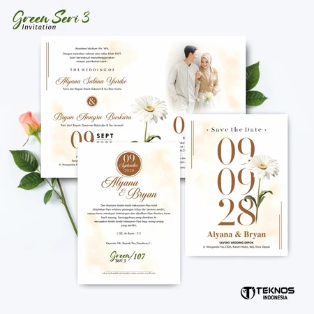 UNDANGAN PERNIKAHAN CUSTOM - UNDANGAN NIKAH GREEN SERI 3 BORDELES - UNDANGAN BAHAN BRIFCARD MURAH - Gambar 7