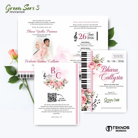 UNDANGAN PERNIKAHAN CUSTOM - UNDANGAN NIKAH GREEN SERI 3 BORDELES - UNDANGAN BAHAN BRIFCARD MURAH - Gambar 8