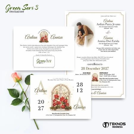 UNDANGAN PERNIKAHAN CUSTOM - UNDANGAN NIKAH GREEN SERI 3 BORDELES - UNDANGAN BAHAN BRIFCARD MURAH - Gambar 11