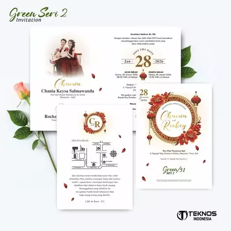 UNDANGAN PERNIKAHAN MURAH - UNDANGAN NIKAH BORDERLESS - UNDANGAN FULLCOLOR GREEN SERI 2