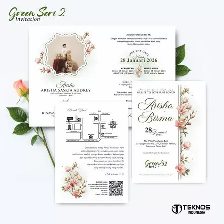 UNDANGAN PERNIKAHAN MURAH - UNDANGAN NIKAH BORDERLESS - UNDANGAN FULLCOLOR GREEN SERI 2 - Gambar 2