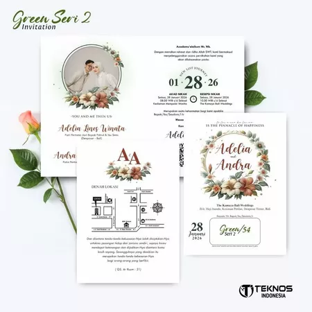 UNDANGAN PERNIKAHAN MURAH - UNDANGAN NIKAH BORDERLESS - UNDANGAN FULLCOLOR GREEN SERI 2 - Gambar 4